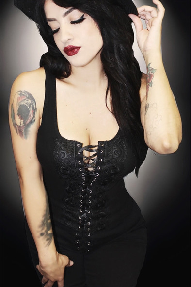 Lolita Gothic Lace Up Front Corset Tank
