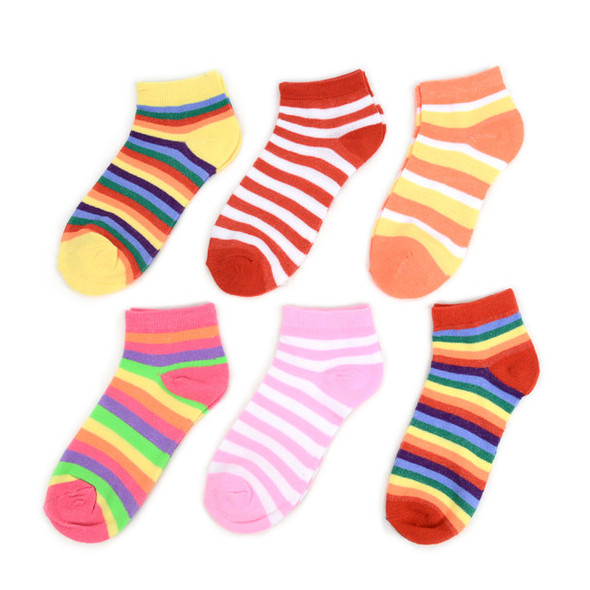 6 Pair Stripe Ankle Socks