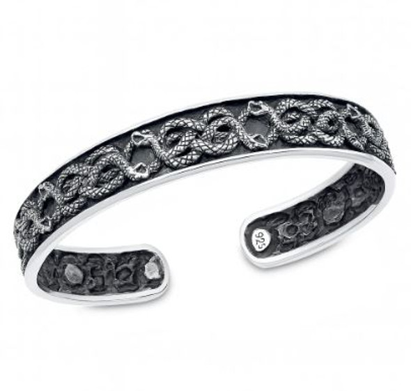 Sterling Medusa Snake Cuff Bracelet
