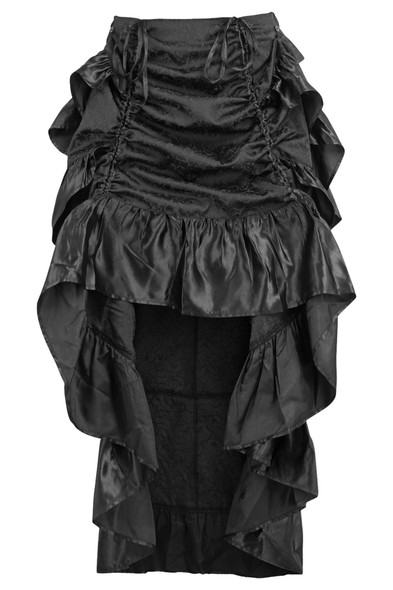 Black Brocade Hi-Low Skirt