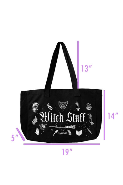 Witch Stuff Oversized Heavy Canvas Tote Bag Witch Stuff Oversized Heavy Canvas Tote Bag