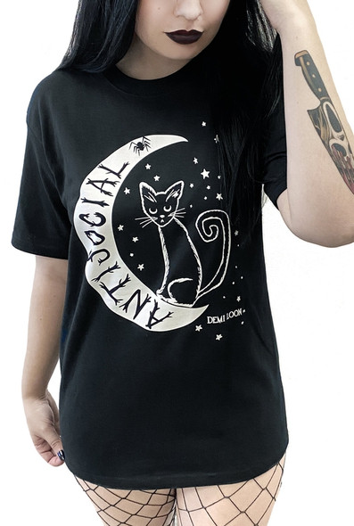 Antisocial cat Witch Tee Shirt Antisocial cat Witch Tee Shirt
