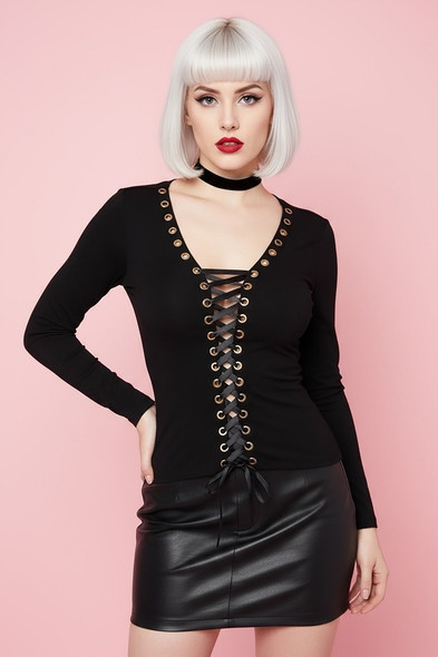 Dalia Longsleeve Ribbed Corset Tee