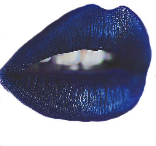 navy blue lipstick on lips