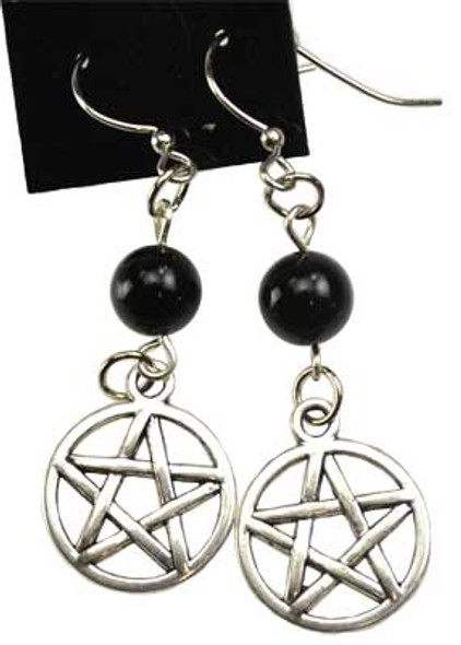 Onyx Pentagram Earrings