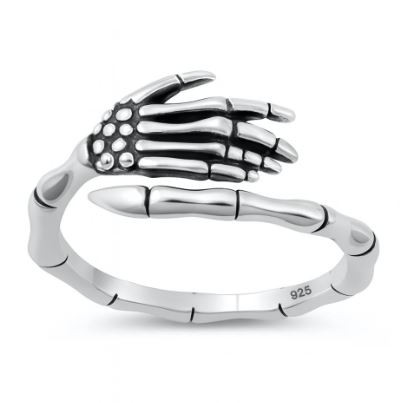 sterling silver ring of skeleton hand