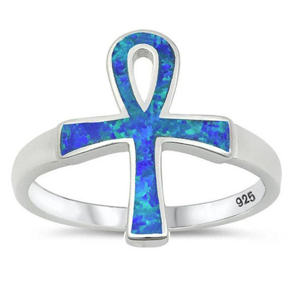 Blue Opal Ankh Ring