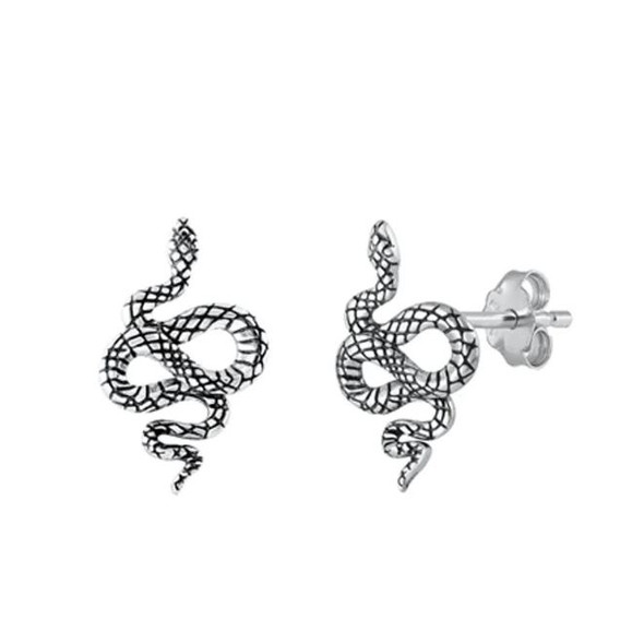 sterling silver coiled snake stud earrings