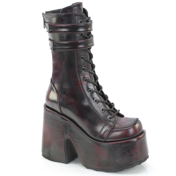 Burgundy Rub Off Buckle Boots
