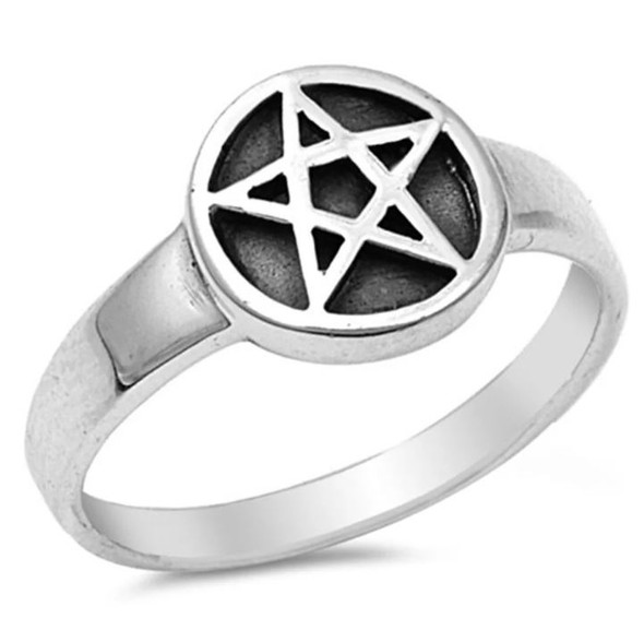 sterling silver basic pentagram ring
