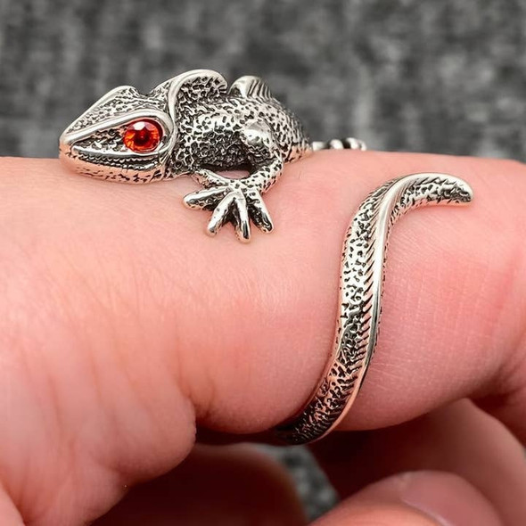 Red Eyed Lizard Adjustable Ring