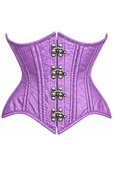 Double Steel Boned Light Purple Brocade Curvy Underbust Corset