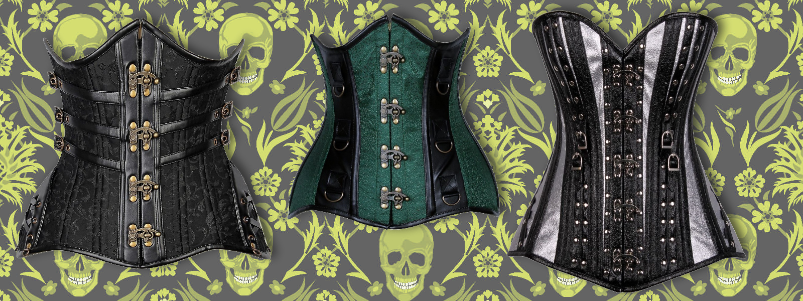 Womens Gothic Boned Black Steampunk Corset Top Costume Plus Size Gold