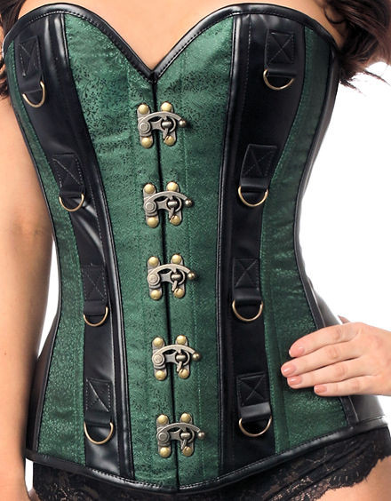 The Hunted Steel boned green and black Corset