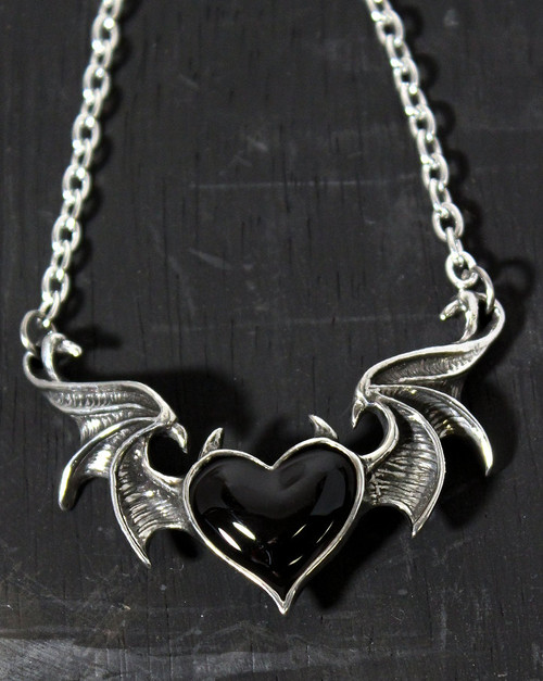 My Black soul black winged heart necklace