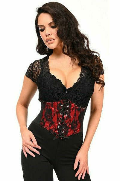 Wine and Roses Velvet Steel boned Corset display picture 3