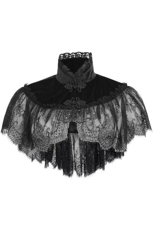 Black Velvet & Lace Capelet - Goodgoth.com