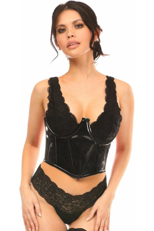 Lavish Wine Red Brocade Open Cup Waist Cincher