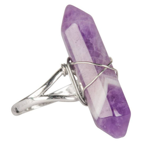 Adjustable Crystal Point Amethyst Ring - Goodgoth.com