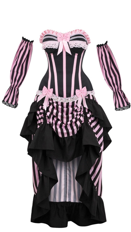 pink and black goth dress Pastel 3 Piece Set Wedding gown