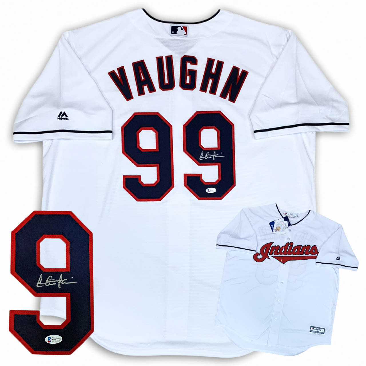 Charlie Sheen Autographed Signed Indians Majestic Jersey - Rick Vaughn -  Beckett Authentic