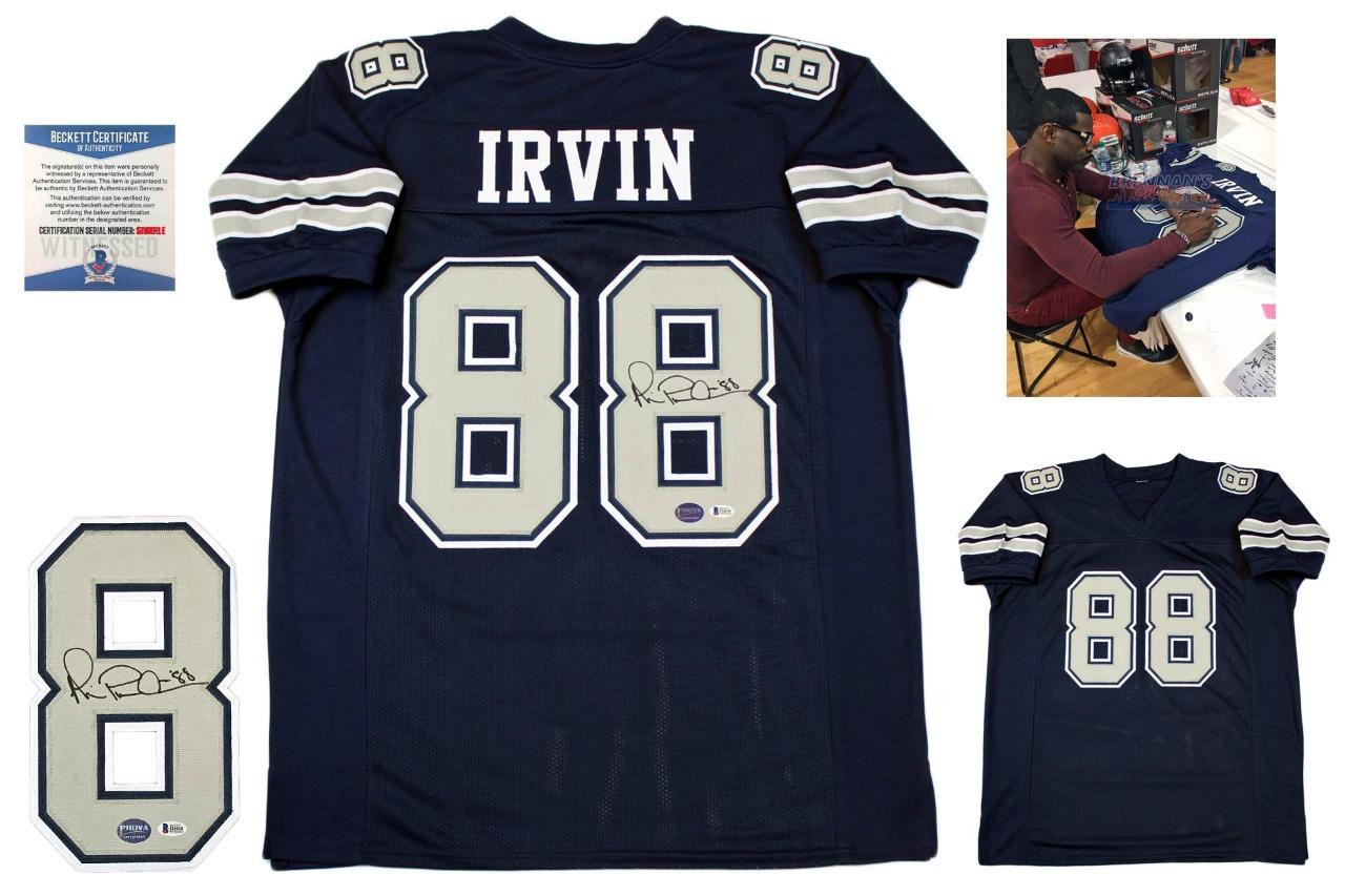 Michael Irvin Signed Jersey - Beckett - Dallas Cowboys Autographed - Navy TB