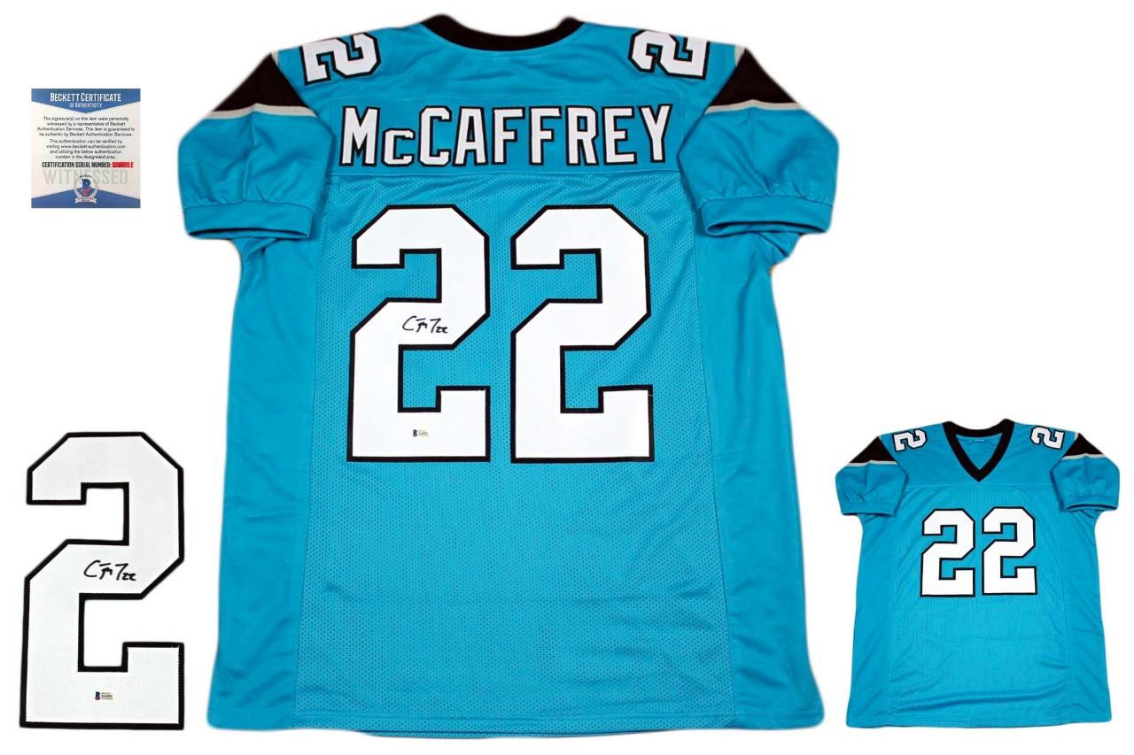 Christian McCaffrey Autographed Signed Jersey - Beckett Authentic - Blue 