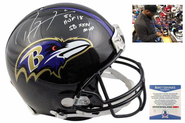 Ray Lewis Autographed Baltimore Ravens Full Size Authentic Helmet