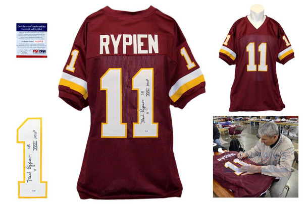 Mark Rypien Signed Burgundy Jersey - PSA DNA - Washington Redskins Autograph
