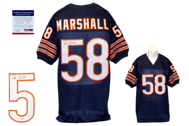 Wilber Marshall Signed Navy Jersey - PSA DNA - Chicago Bears Autograph