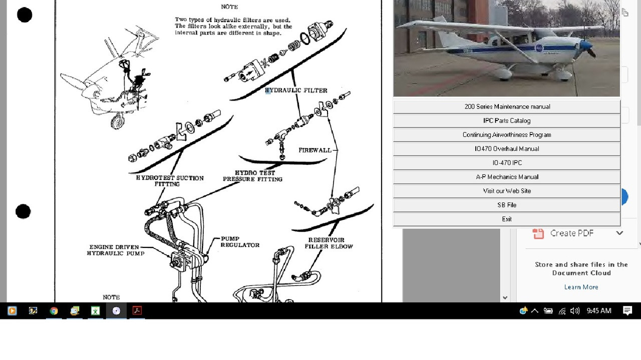 Cessna 205 service maintenance manual set + engine 1963