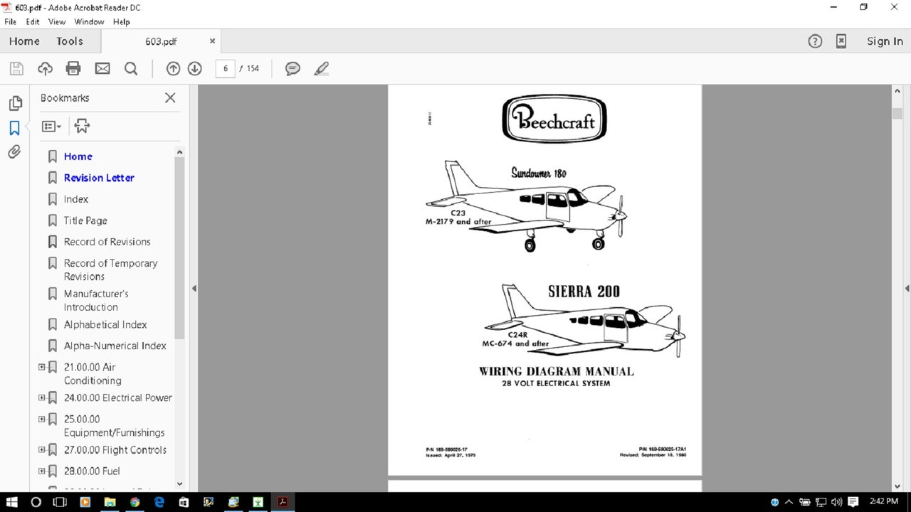 Beechcraft Sundowner Sierra wiring diagram electrical service manual  download