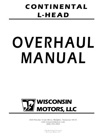 Continental L Head Engine Service Repair Manual 4 And 6 Cylinder