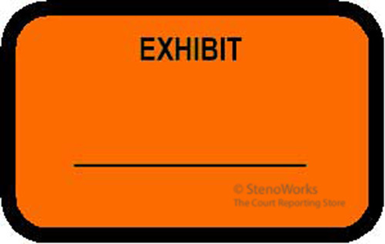 Exhibit Labels Fluorescent Orange 492 Per Pack Stenoworks The Court Reporting Store 4366