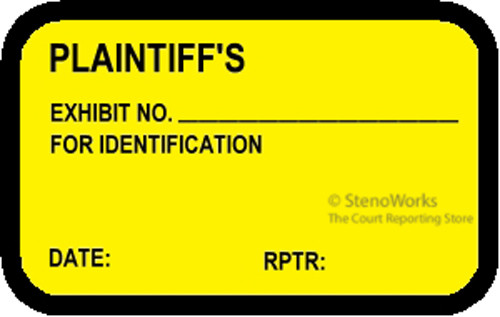 PLAINTIFF'S EXHIBIT Labels Stickers Yellow Free Shipping StenoWorks