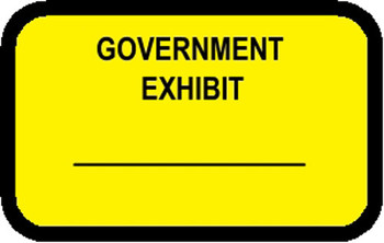 GOVERNMENT EXHIBIT Labels Stickers Yellow  Free Shipping