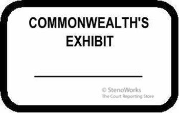 COMMONWEALTH'S EXHIBIT Labels Stickers White  Free Shipping