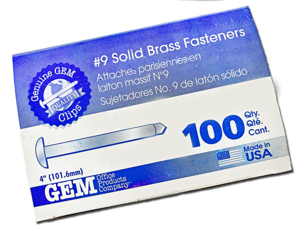 #9 Solid Brass Fasteners 4 inch Capacity: 600 Sheets