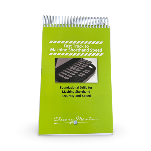 Fast Track to Machine Shorthand Speed by Carol Jochim, used machine shorthand speedbuilding drill book for court reporting students and realtime writers.