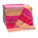 John Hanly Merino Cashmere Red Pink Biscuit Stripe Throw _10001