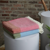 Dorota 100% Wool Herringbone Colour Block Throw Pink_10003