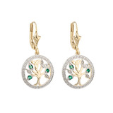Solvar 14K Gold Diamond & Emerald Tree Of Life Drop Earrings_10001
