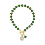 Yellow Gold Plated Beaded Emerald Bracelet