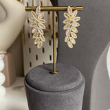 Cubic Baguette Fancy Flower Drop Earrings