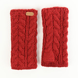 Ladies Aran Cable Handwarmers Red