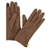 Ashwood Taupe Zip Detail Leather Gloves_10002