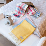 John Hanly Wool Cashmere Pink Blue Check Baby Blanket _10003