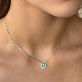 Absolute Silver Halo Pendant Cluster Emerald_10001