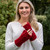 Ladies Aran Cable Handwarmers Red