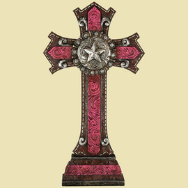 Pedestal Cross - Pink Star